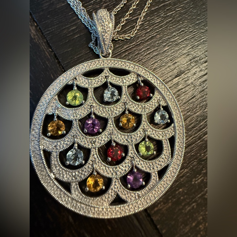 Ross Simmons Multi Gemstone 925 Silver Necklace.